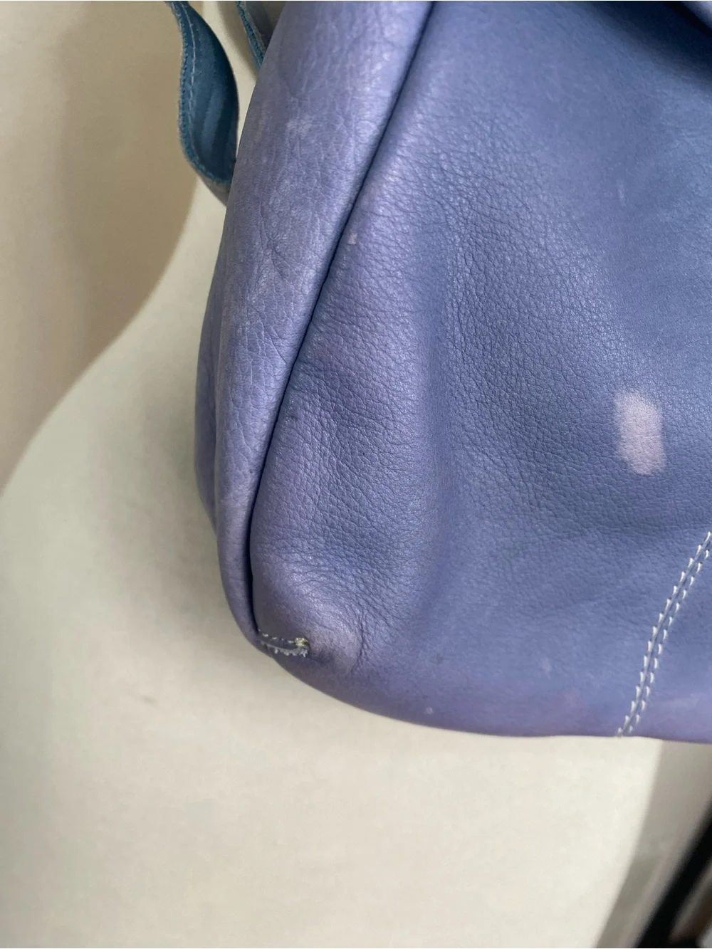 American Leather Co. Women Periwinkle Leather Flap Backpack Purse Coastal Casual